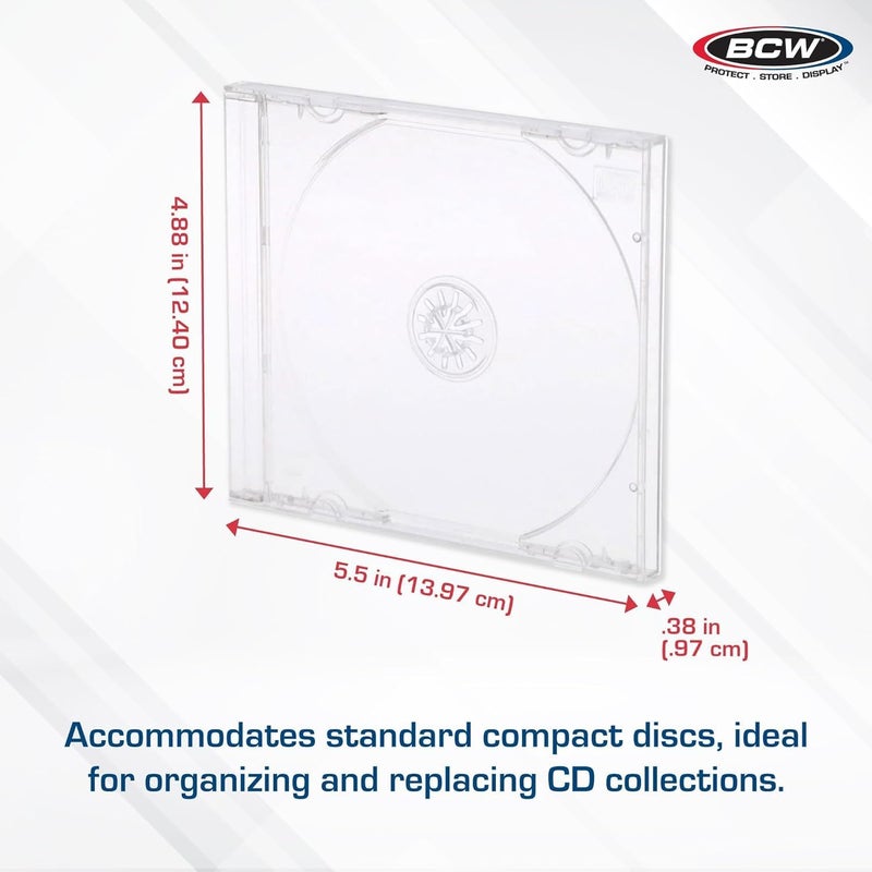 BCW CD Jewel Cases - 20 Pack | Clear CD Cases for Standard Discs | Durable Plastic Storage and Replacement Jewel Case - Image 3